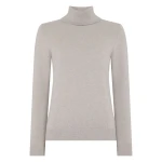 N.Peal Luna Roll Neck Cashmere Jumper in Oat Grey | Turtlenecks | Coveti
