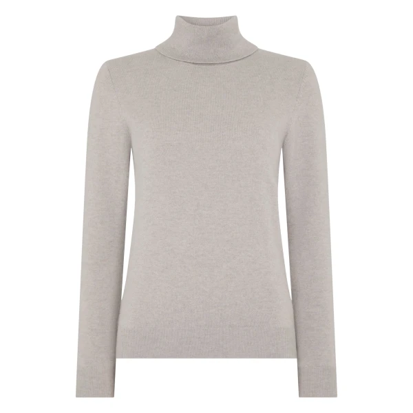 N.Peal Luna Roll Neck Cashmere Jumper in Oat Grey | Turtlenecks | Coveti