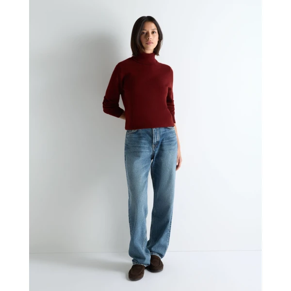 N.Peal Luna Roll Neck Cashmere Jumper in Rustic Red