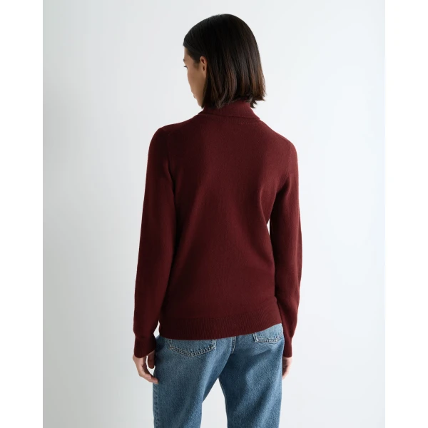 N.Peal Luna Roll Neck Cashmere Jumper in Rustic Red