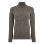N.Peal Luna Roll Neck Cashmere Jumper in Wood Smoke Brown | Turtlenecks | Coveti