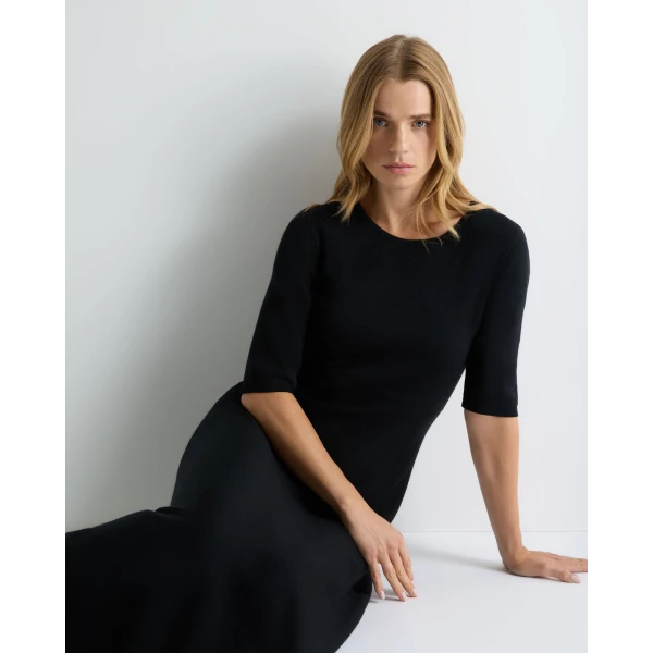 N.Peal Luxe Circle Dress in Black