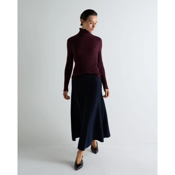 N.Peal Luxe Circle Skirt in Navy Blue
