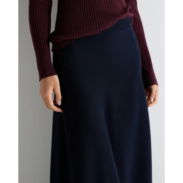 N.Peal Luxe Circle Skirt in Navy Blue