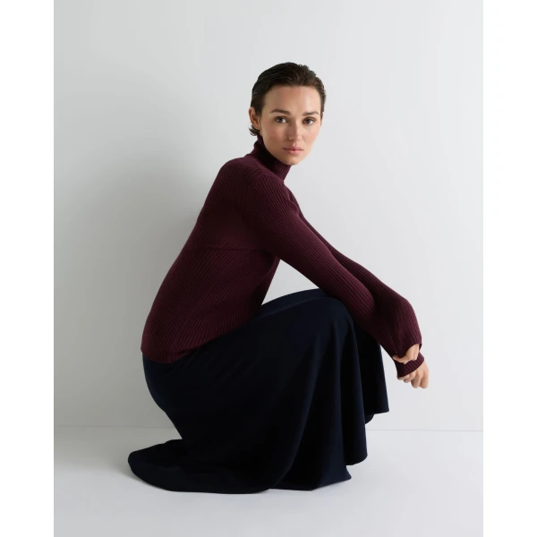 N.Peal Luxe Circle Skirt in Navy Blue