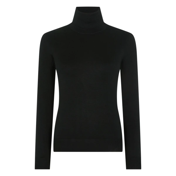 N.Peal Margot Superfine Cashmere Roll Neck Jumper in Black | Turtlenecks | Coveti