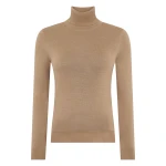 N.Peal Margot Superfine Cashmere Roll Neck Jumper in Caramel Brown | Turtlenecks | Coveti