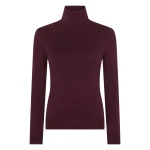 N.Peal Margot Superfine Cashmere Roll Neck Jumper in Damson Red | Turtlenecks | Coveti