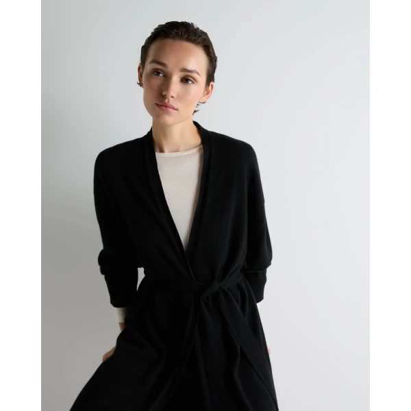 N.Peal Maxi Cashmere Cardigan in Black