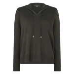 N.Peal Maya Metal Trim Cashmere Hoodie in Arabica Khaki Green | Hoodies | Coveti