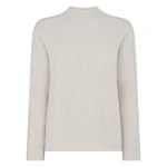 N.Peal Metal Funnel Neck Cashmere Jumper in Arctic Grey Melange | Turtlenecks | Coveti