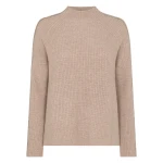 N.Peal Metal Funnel Neck Cashmere Jumper in Oatmeal Brown | Turtlenecks | Coveti