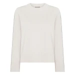 N.Peal Metal Trim Round Neck Cashmere Jumper in Frost White Sparkle | Sweaters | Coveti