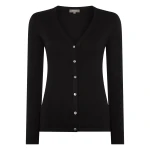 N.Peal Mia Superfine Cashmere V Neck Cardigan in Black | Cardigan | Coveti