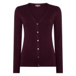 N.Peal Mia Superfine Cashmere V Neck Cardigan in Damson Red | Cardigan | Coveti