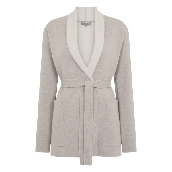 N.Peal Milano Cashmere Cardigan in Oat Grey | Cardigan | Coveti