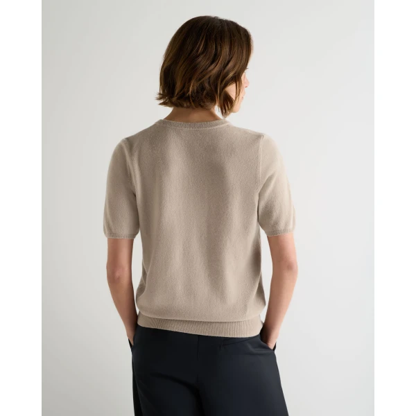 N.Peal Milly Classic Cashmere T-Shirt in Cashew Brown