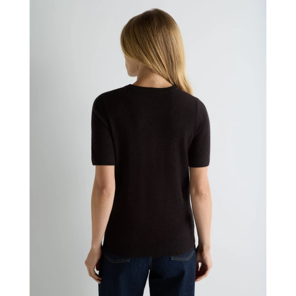 N.Peal Milly Classic Cashmere T-Shirt in Cocoa Brown