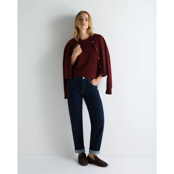 N.Peal Milly Classic Cashmere T-Shirt in Rustic Red