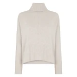 N.Peal Mollie Metal Roll Neck Cashmere Jumper in Pebble Grey | Turtlenecks | Coveti