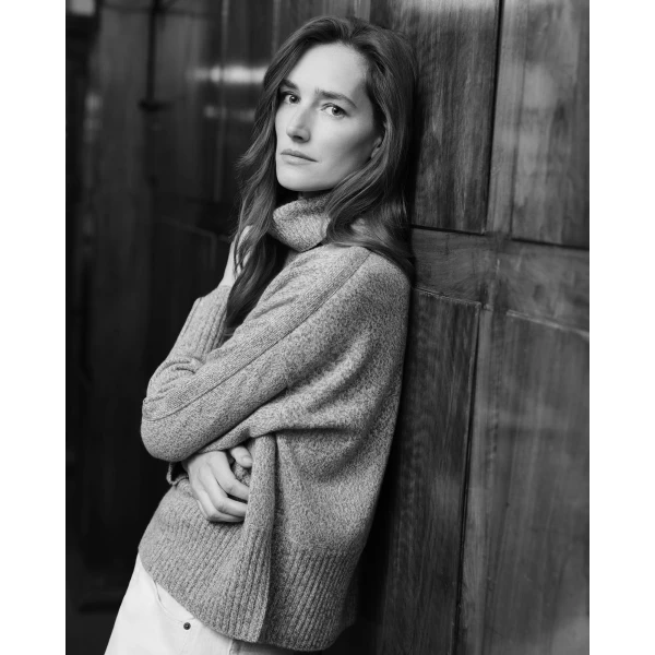 N.Peal Mollie Metal Trim Roll Neck Cashmere Jumper With Lurex in Ash Grey Sparkle