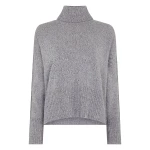 N.Peal Mollie Metal Trim Roll Neck Cashmere Jumper With Lurex in Ash Grey Sparkle | Turtlenecks | Coveti