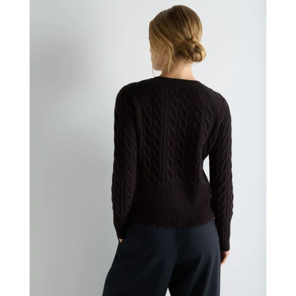 N.Peal Myla Cable Cashmere Cardigan in Cocoa Brown