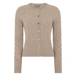 N.Peal Myla Cable Cashmere Cardigan in Oatmeal Brown | Cardigan | Coveti