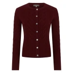 N.Peal Myla Cable Cashmere Cardigan in Rustic Red | Cardigan | Coveti