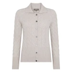 N.Peal Myla Fur Collar Cashmere Cardigan in Pebble Grey | Cardigan | Coveti