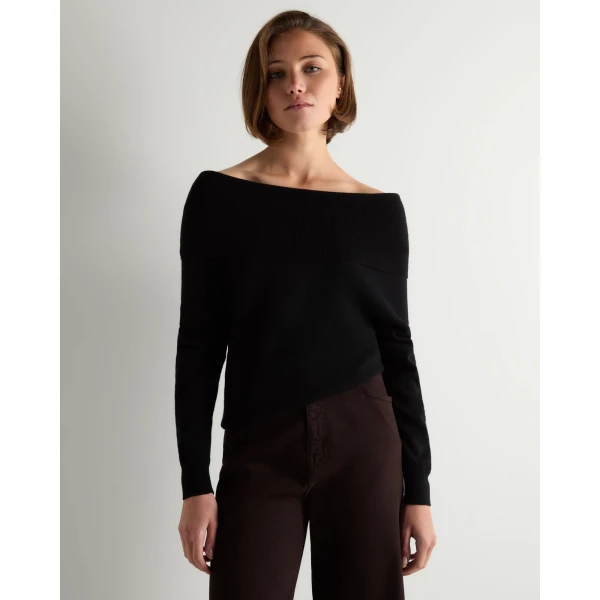 N.Peal Off-The-Shoulder Cashmere Jumper in Black