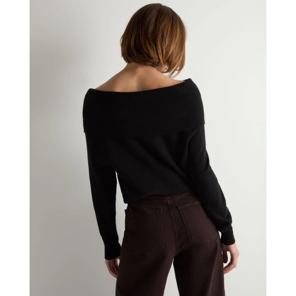 N.Peal Off-The-Shoulder Cashmere Jumper in Black
