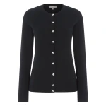 N.Peal Olivia Round Neck Cashmere Cardigan in Black | Cardigan | Coveti
