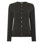N.Peal Olivia Round Neck Cashmere Cardigan in Grey Moss | Cardigan | Coveti