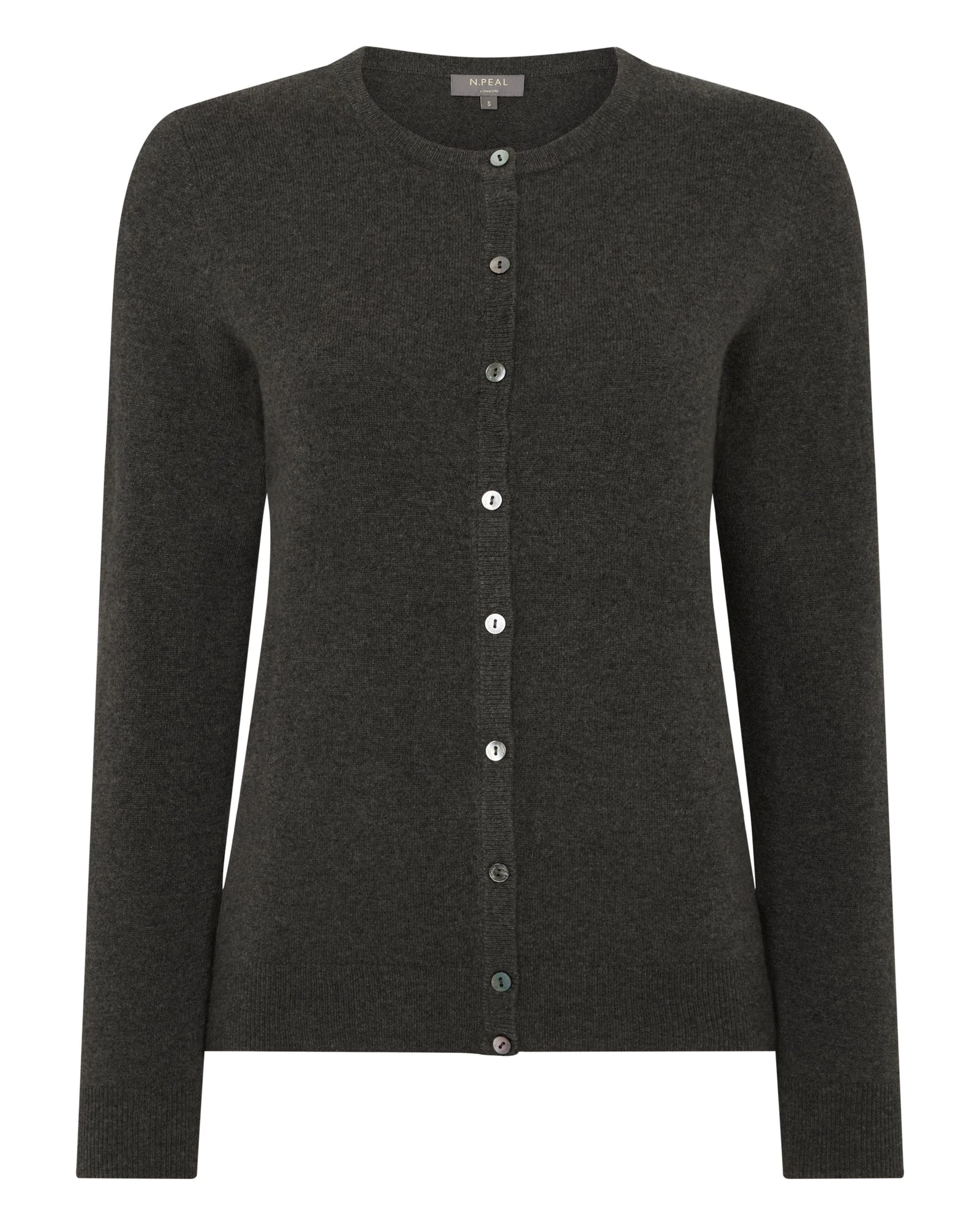 N.Peal Olivia Round Neck Cashmere Cardigan in Grey Moss N.Peal Olivia Round Neck Cashmere Cardigan in Grey Moss | Cardigan | Coveti