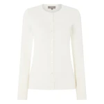 N.Peal Olivia Round Neck Cashmere Cardigan in New Ivory White | Cardigan | Coveti