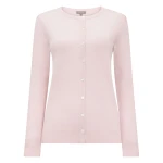 N.Peal Olivia Round Neck Cashmere Cardigan in Powder Pink | Cardigan | Coveti