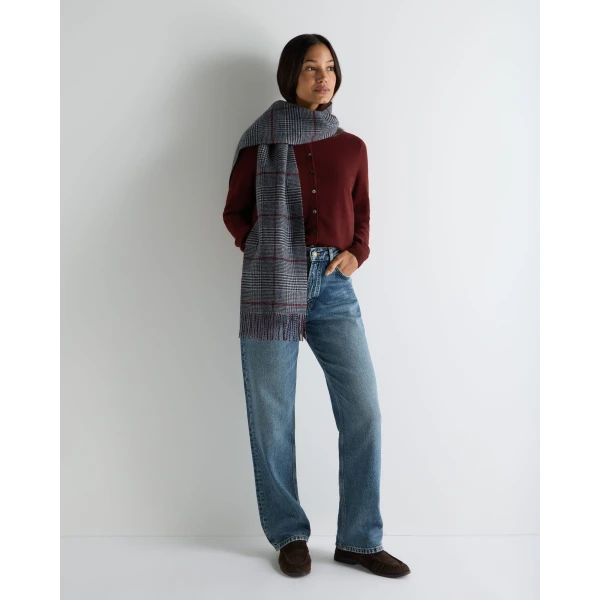 N.Peal Olivia Round Neck Cashmere Cardigan in Rustic Red