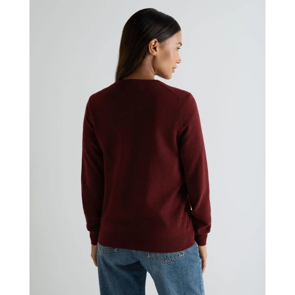 N.Peal Olivia Round Neck Cashmere Cardigan in Rustic Red