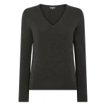 N.Peal Phoebe V Neck Cashmere Jumper in Grey Moss | Sweaters | Coveti