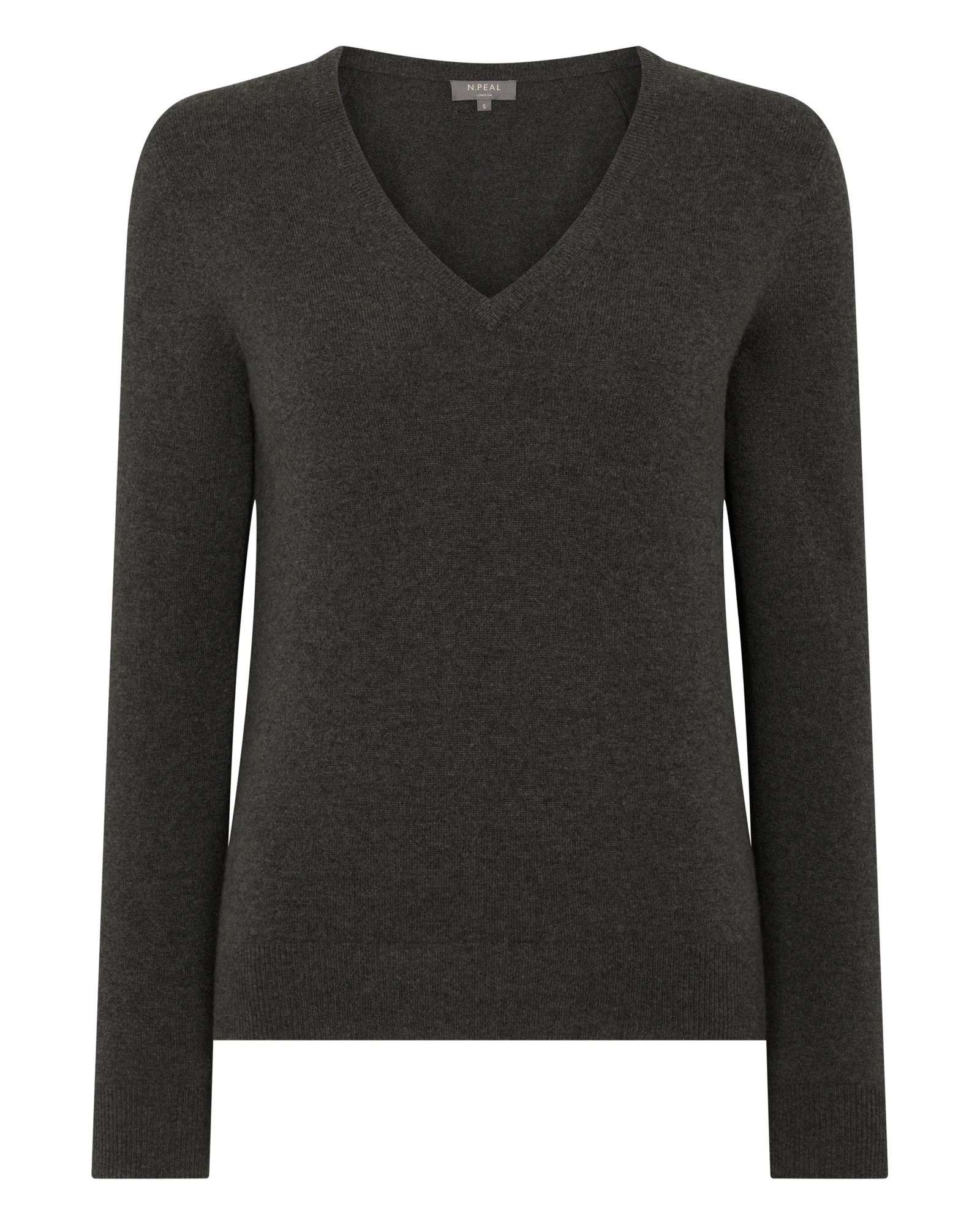 N.Peal Phoebe V Neck Cashmere Jumper in Grey Moss N.Peal Phoebe V Neck Cashmere Jumper in Grey Moss | Sweaters | Coveti