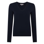 N.Peal Phoebe V Neck Cashmere Jumper in Navy Blue | Sweaters | Coveti