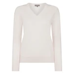 N.Peal Phoebe V Neck Cashmere Jumper in New Ivory White | Sweaters | Coveti