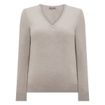 N.Peal Phoebe V Neck Cashmere Jumper in Oat Grey | Sweaters | Coveti