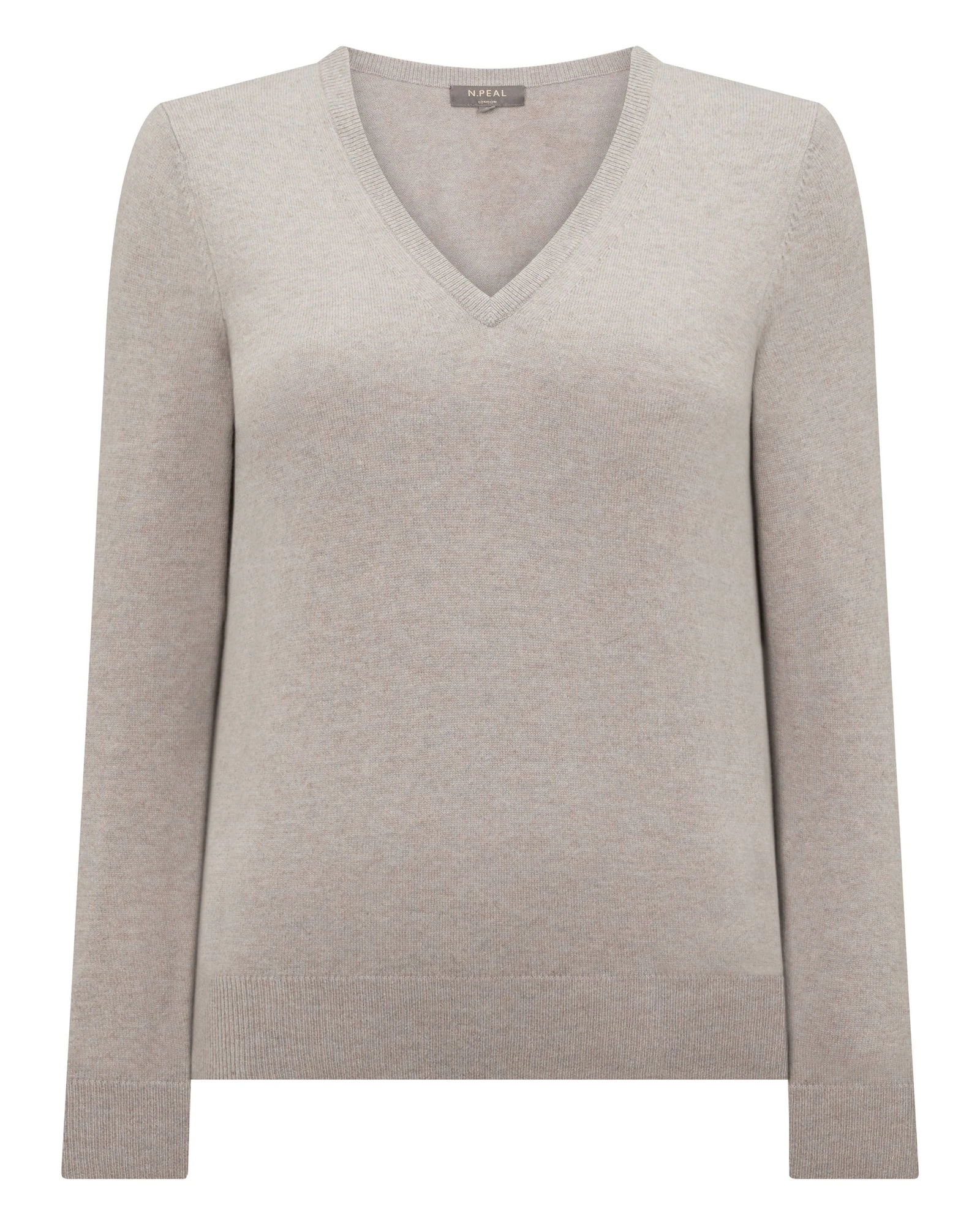 N.Peal Phoebe V Neck Cashmere Jumper in Oat Grey N.Peal Phoebe V Neck Cashmere Jumper in Oat Grey | Sweaters | Coveti