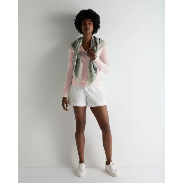N.Peal Phoebe V Neck Cashmere Jumper in Powder Pink