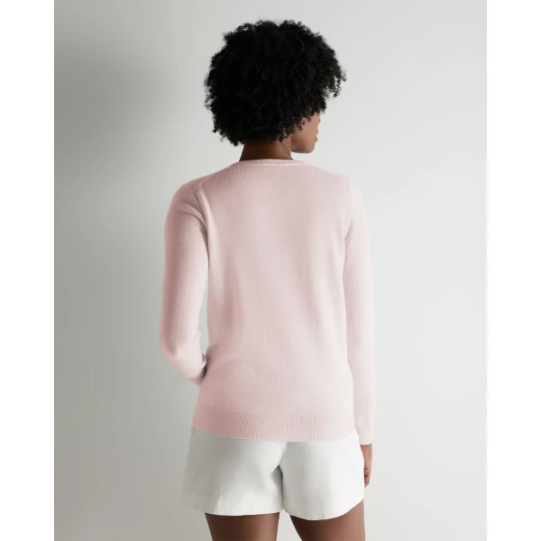 N.Peal Phoebe V Neck Cashmere Jumper in Powder Pink