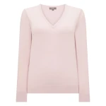 N.Peal Phoebe V Neck Cashmere Jumper in Powder Pink | Sweaters | Coveti