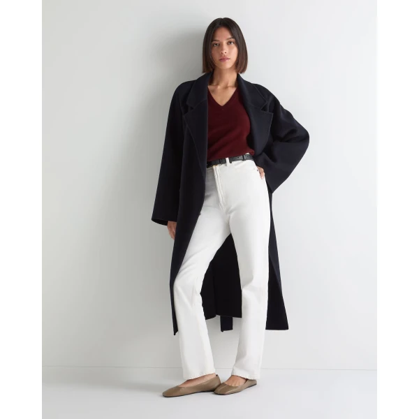 N.Peal Phoebe V Neck Cashmere Jumper in Rustic Red