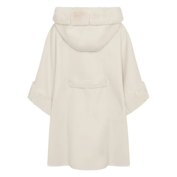 N.Peal Poppy Cape With Fur Trim in Ivory White